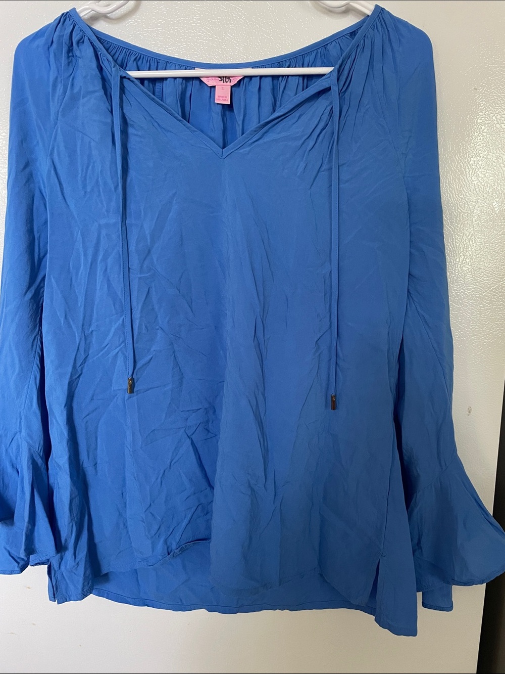 Lilly Pulitzer Small Rayon Bright Cobalt Tie Feminine Top